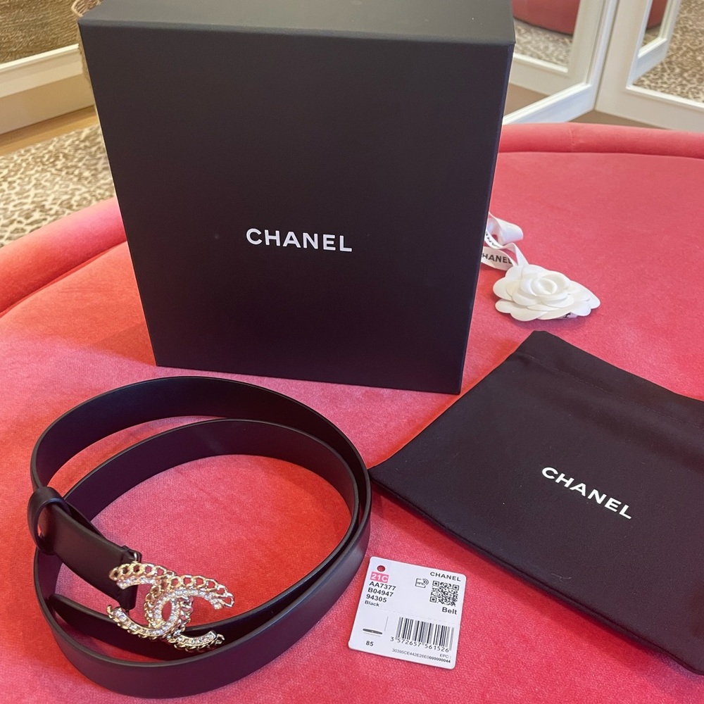 Chanel Black Belt with CC Buckle. Brand new,  highly sought after!